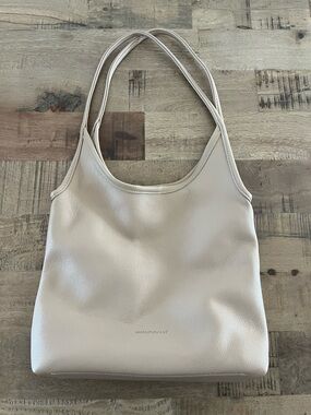 Montana West Light Cream Pebble Leather Shoulder Bag